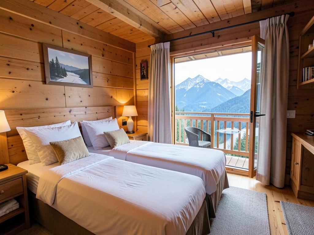 Habitación doble con balcón y vistas a la montaña
